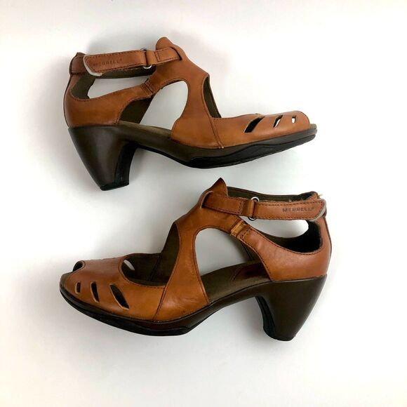 Merrell Evera Shift Leather Comfort Cycling Commuter Sandals Size 6 Heels - Picture 3 of 8